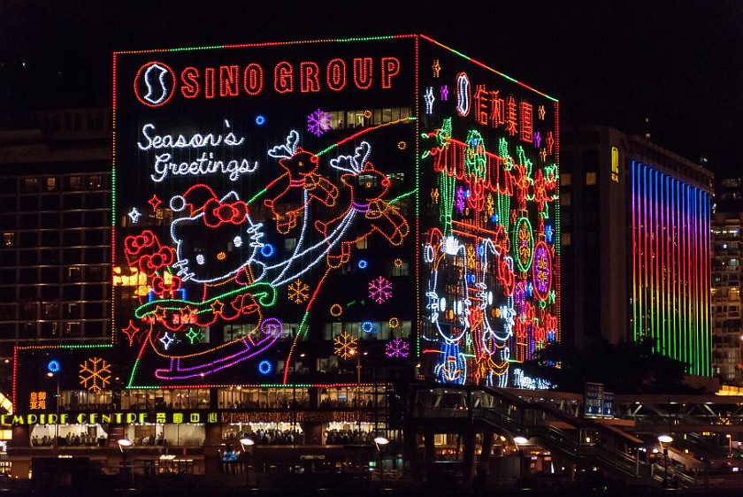 Hong Kong New Year's Eve. Christmas lighting on buildings. Hong Kong. .