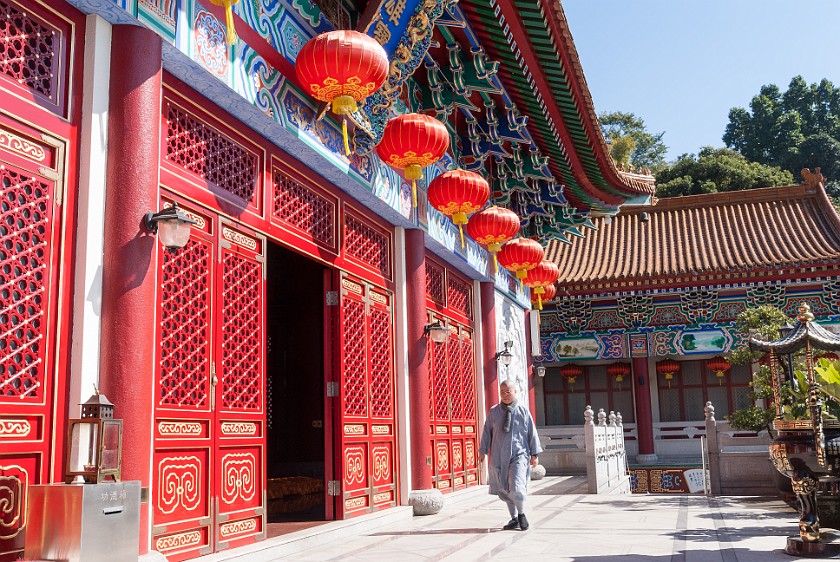 Western Monastery. Temple entry doors. Hong Kong. .