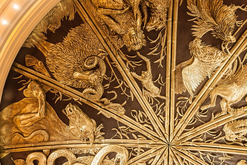 Macau. Ceiling of the rotunda atrium at the Wynn Casino. Macau. .