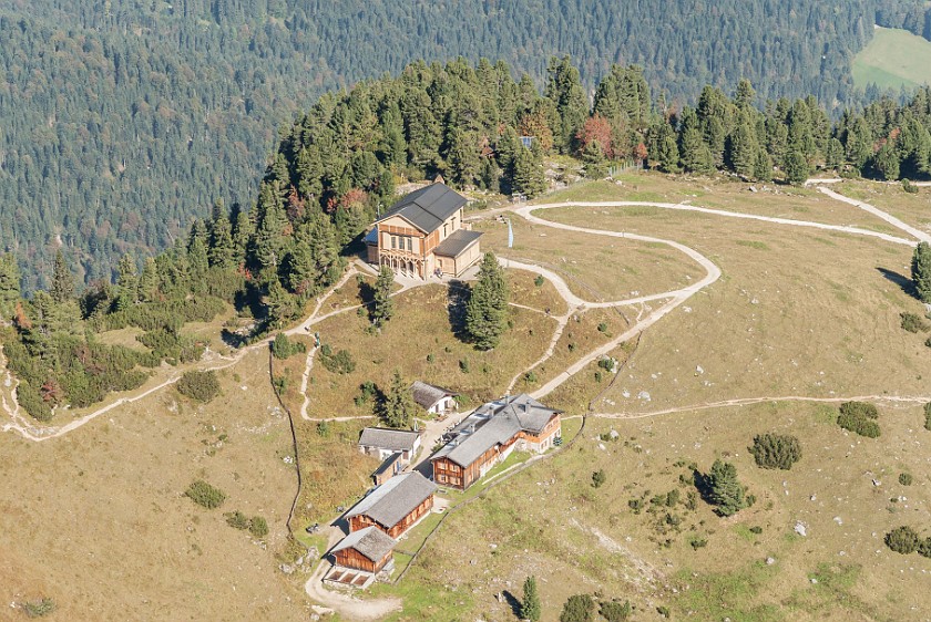 Hike to the Meilerhütte. Houses on the Schachen. near Garmisch-Partenkirchen. .