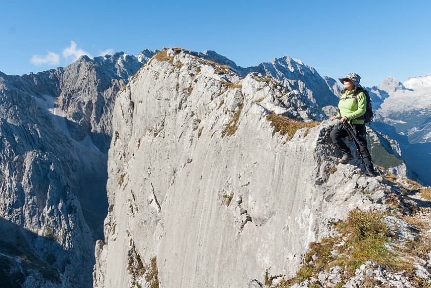 Hike to the Meilerhütte. Cliff above the Oberreintal. near Garmisch-Partenkirchen. .