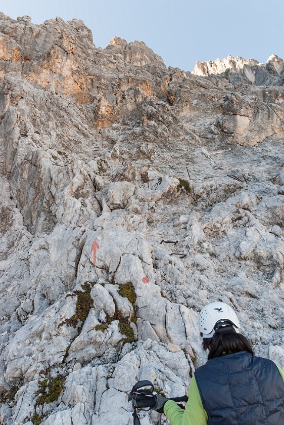 Via Ferrata to the Partenkirchener Dreitorspitze. Entry point. near Garmisch-Partenkirchen. .