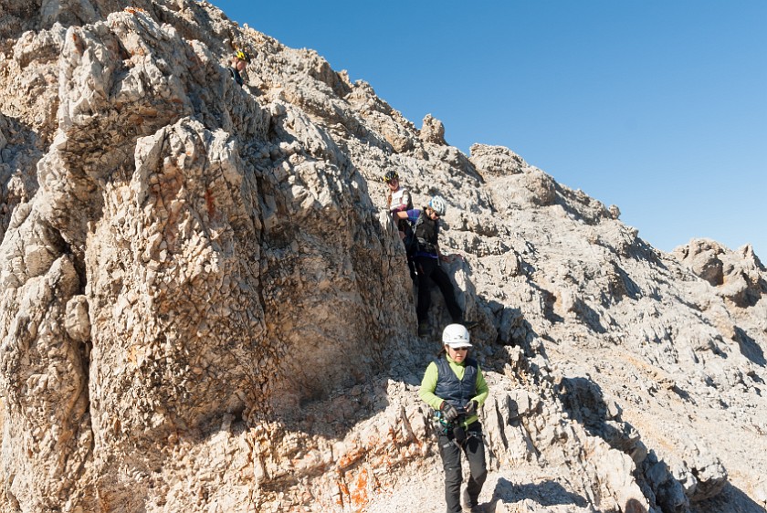 Via Ferrata to the Partenkirchener Dreitorspitze. Near the summit. near Garmisch-Partenkirchen. .