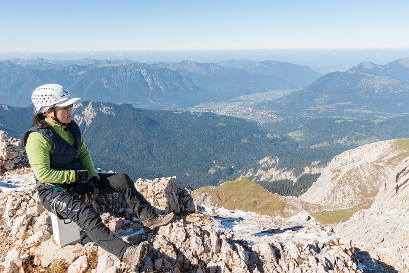 On Top of the Partenkirchener Dreitorspitze. View on Garmisch-Partenkirchen. near Garmisch-Partenkirchen. .