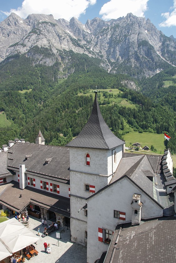 Hohenwerfen Fortress. Court yard. Werfen. .