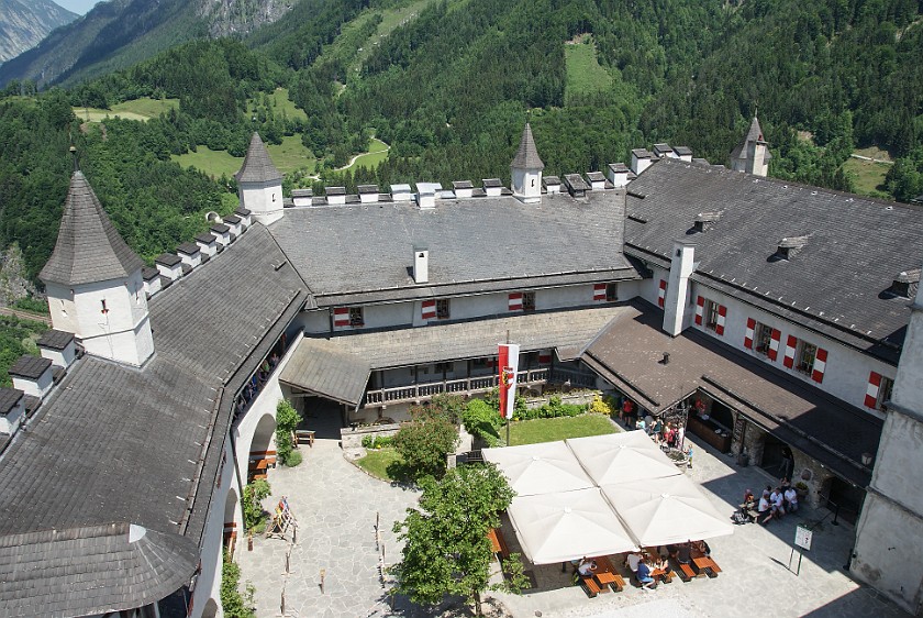 Hohenwerfen Fortress. Court yard. Werfen. .