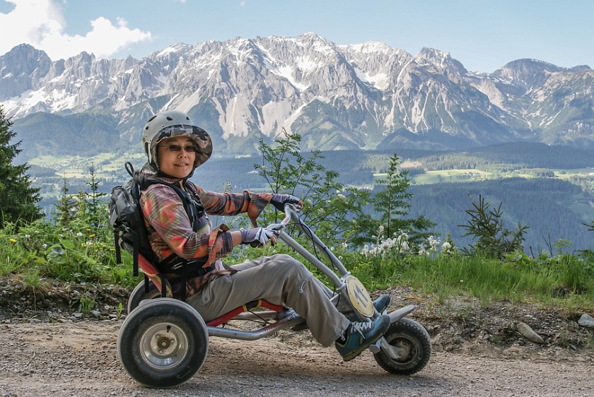 Hochwurzen. Mountain gokart in front of the Dachstein range. Rohrmoos-Untertal. .