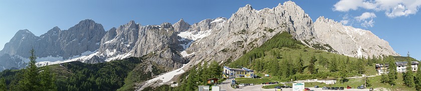 Dachstein. Panoramic view on the Dachstein range. Ramsau am Dachstein. .