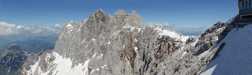 Dachstein. Suspension bridge and Dachstein summit. Ramsau am Dachstein. .