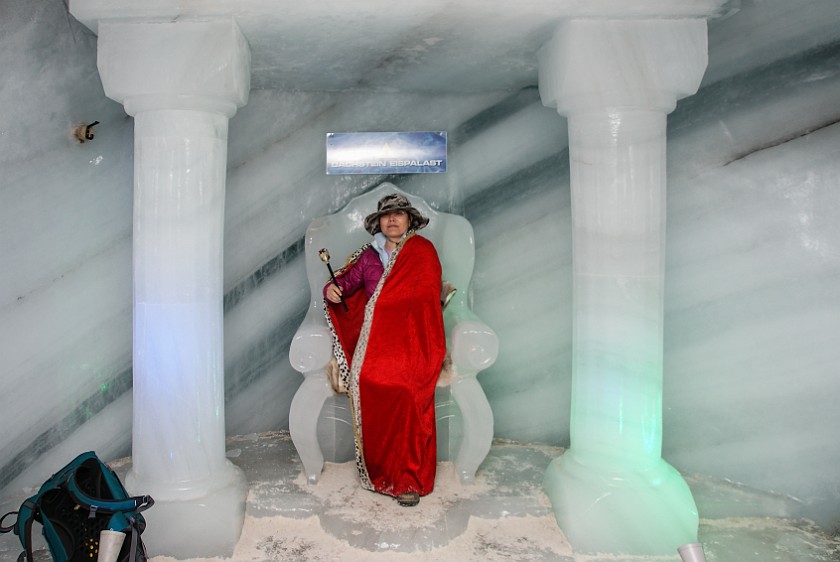 Dachstein. Throne ice carving inside the glacier. Ramsau am Dachstein. .