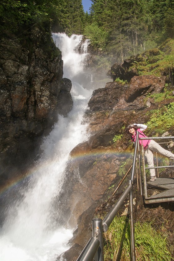 Alpine Path Durch die Höll. Waterfall with rainbow. Ramsau am Dachstein. .
