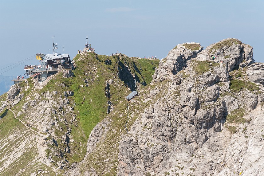 Hindelanger Klettersteig. Summit station on the Nebelhorn. Oberstdorf. .