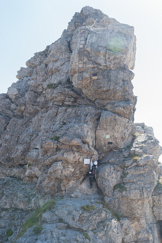 Hindelanger Klettersteig. Entry of the via ferrata. Oberstdorf. .