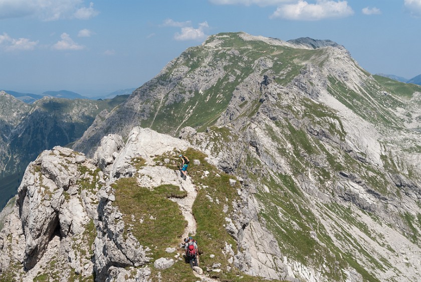 Hindelanger Klettersteig. View on Großer Daumen. Oberstdorf. .