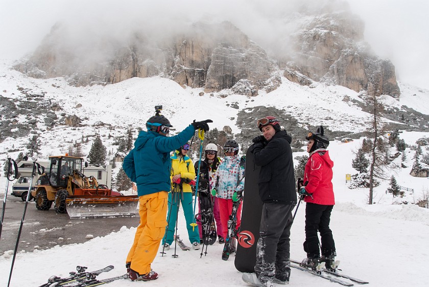Lagazuoi, First Day. Skiing group. Cortina D'Ampezzo. .