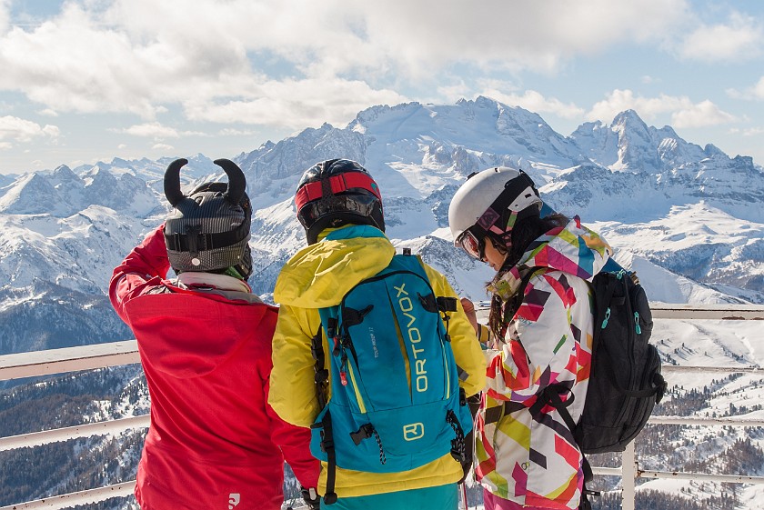 Lagazuoi, Second Day. Group with view on Marmolada. Cortina D'Ampezzo. .