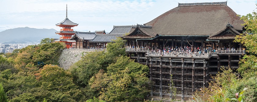 Kiyomizu-Dera. Panoramic view on the main hall. Kyoto. .
