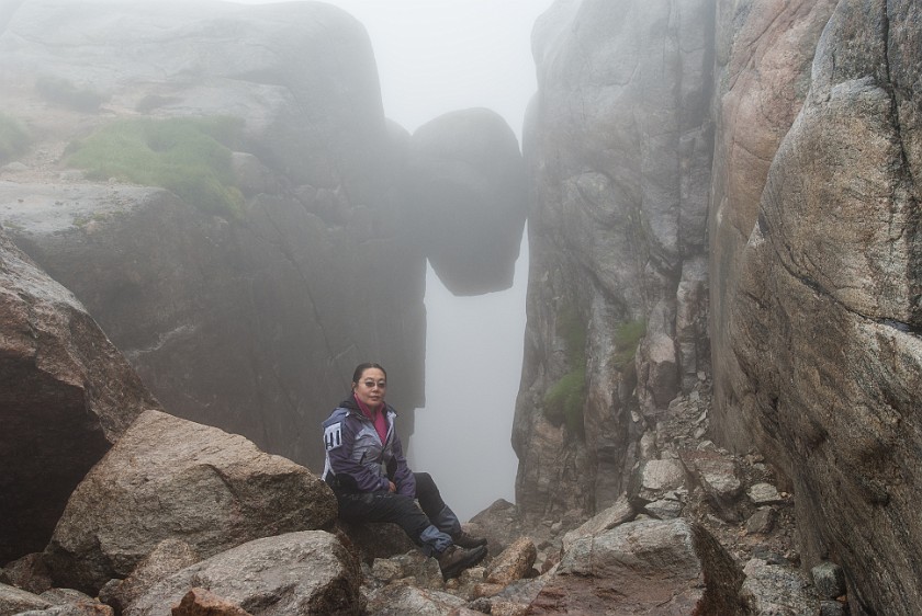 Hike to the Kjerag Boulder. Kjerag boulder. near Lysebotn. .
