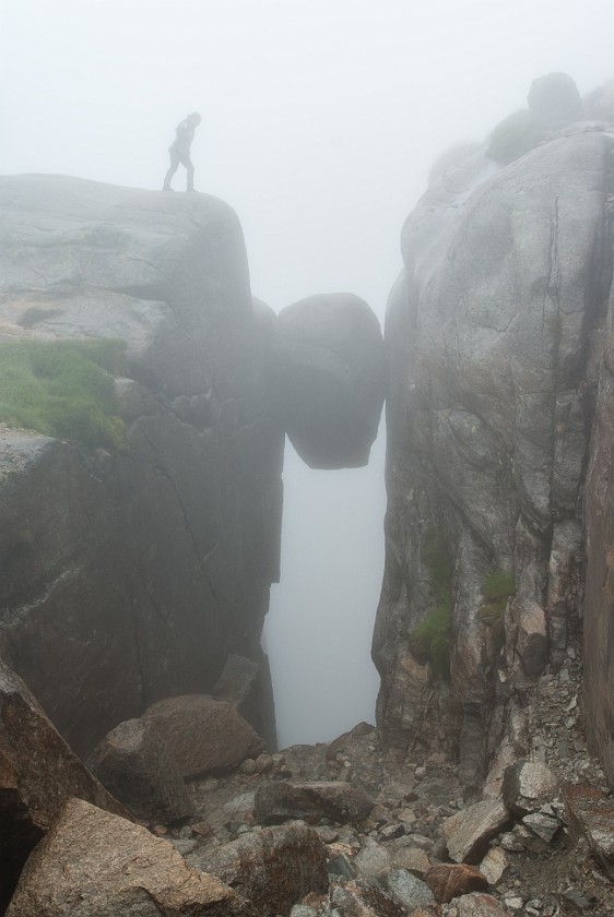 Hike to the Kjerag Boulder. Kjerag boulder. near Lysebotn. .