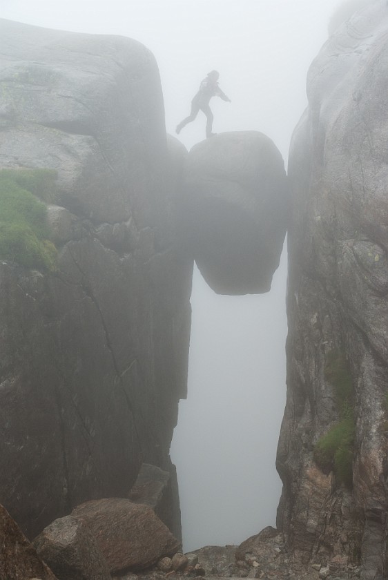 Hike to the Kjerag Boulder. Kjerag boulder. near Lysebotn. .