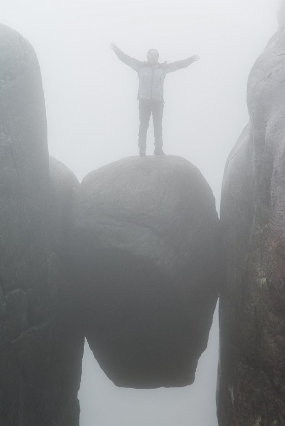 Hike to the Kjerag Boulder. Kjerag boulder. near Lysebotn. .