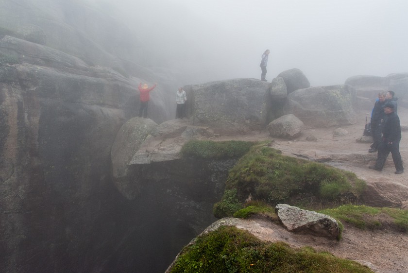 Hike to the Kjerag Boulder. Kjerag boulder from behind. near Lysebotn. .