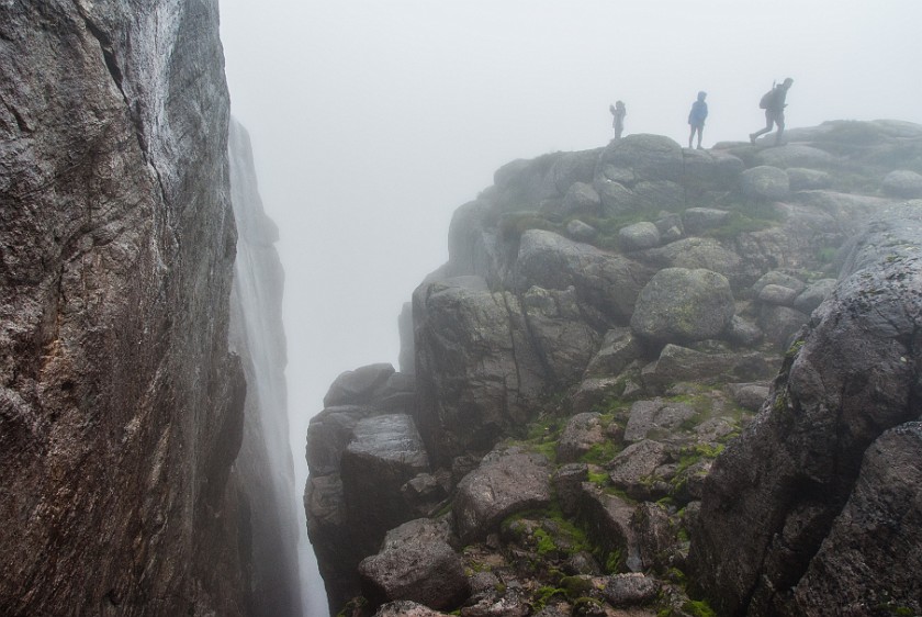 Hike to the Kjerag Boulder. Cliff. near Lysebotn. .