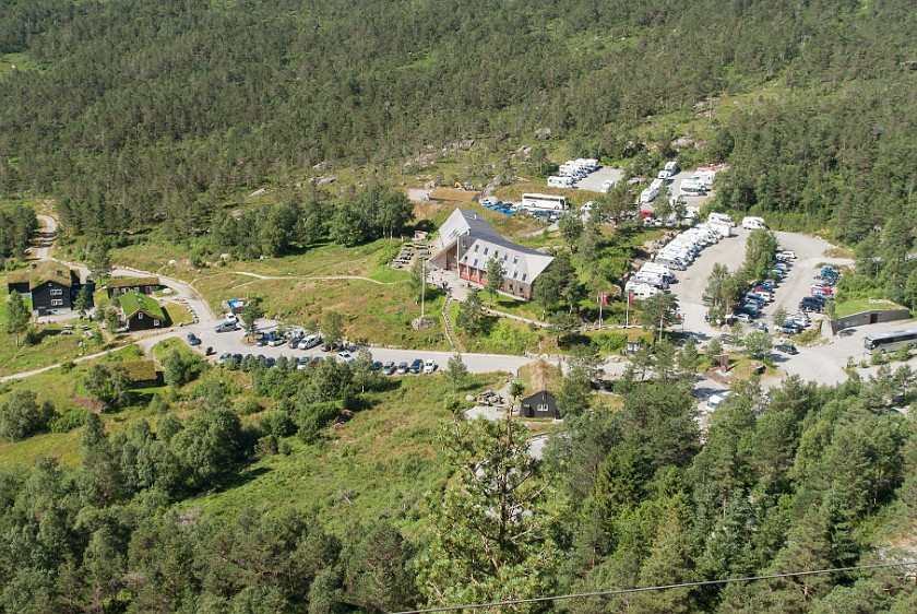 Hike to the Preikestolen. Preikestolen hotels and parking lot. near Jorpeland. .