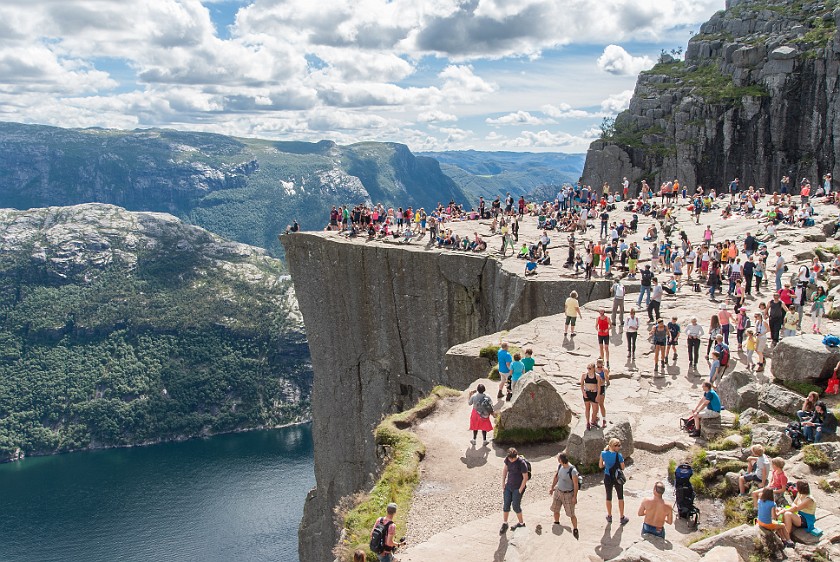 Hike to the Preikestolen. Preikestolen plateau. near Jorpeland. .