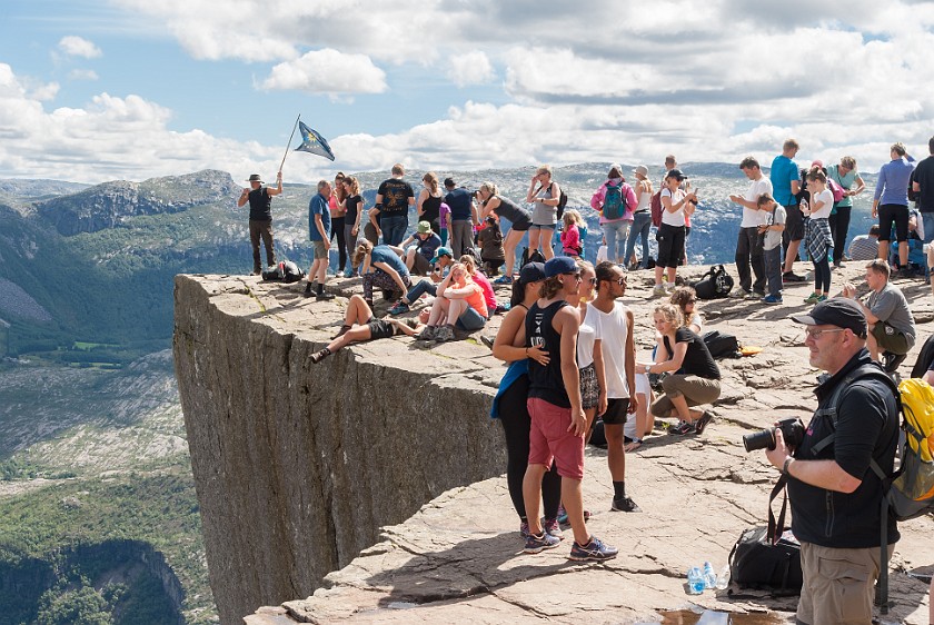 Hike to the Preikestolen. Preikestolen plateau. near Jorpeland. .