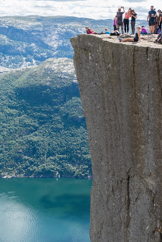 Hike to the Preikestolen. Preikestolen cliff. near Jorpeland. .