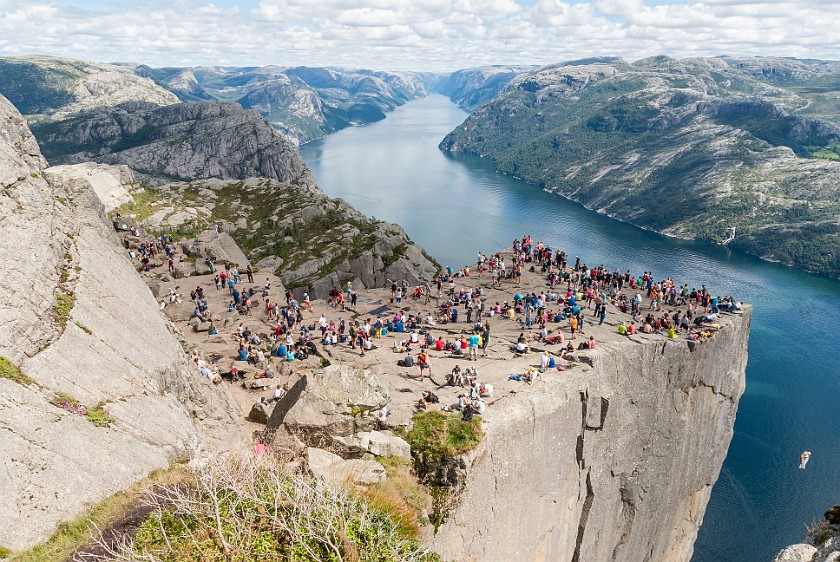 Hike to the Preikestolen. Preikestolen plateau. near Jorpeland. .