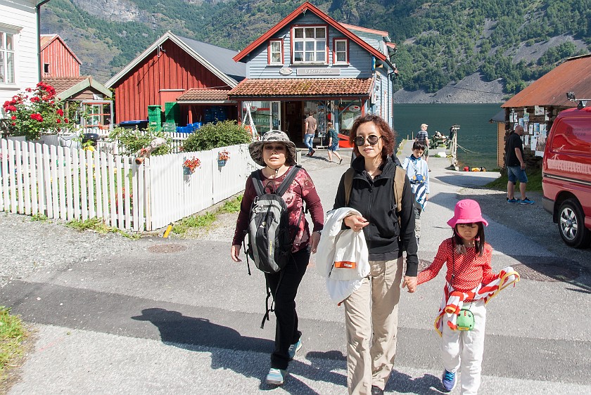 Undredal. Group portrait near the local store. Undredal. .