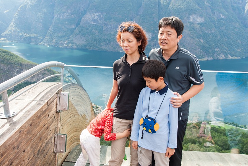 Stegastein. Group portrait with the Aurlandsfjord in the background. near Aurlandsvangen. .