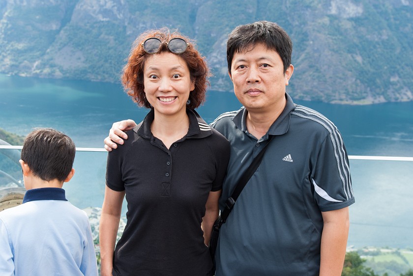 Stegastein. Group portrait with the Aurlandsfjord in the background. near Aurlandsvangen. .