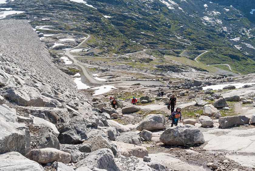 Styggevatnet Lake & Austdalsbreen Glacier. Styggevatnet dam. near Gjerde. .