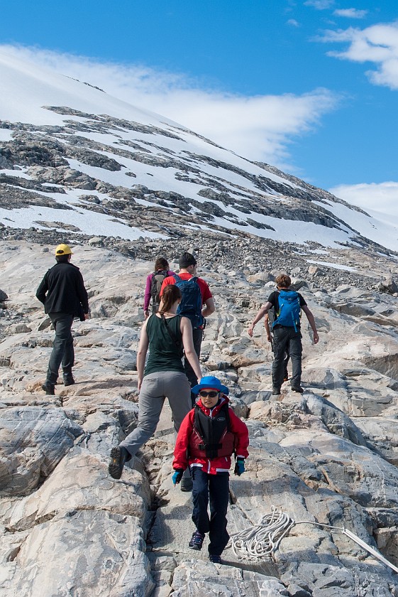 Styggevatnet Lake & Austdalsbreen Glacier. Walk to the glacier. near Gjerde. .