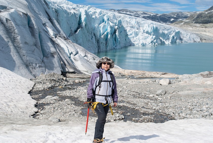 Styggevatnet Lake & Austdalsbreen Glacier. Portrait at the glacier. near Gjerde. .