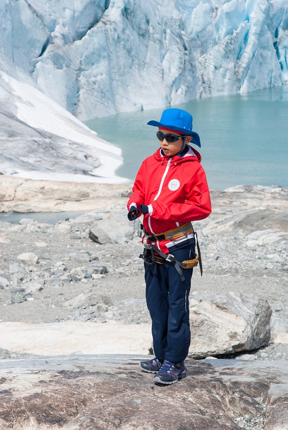 Styggevatnet Lake & Austdalsbreen Glacier. Portrait at the glacier. near Gjerde. .