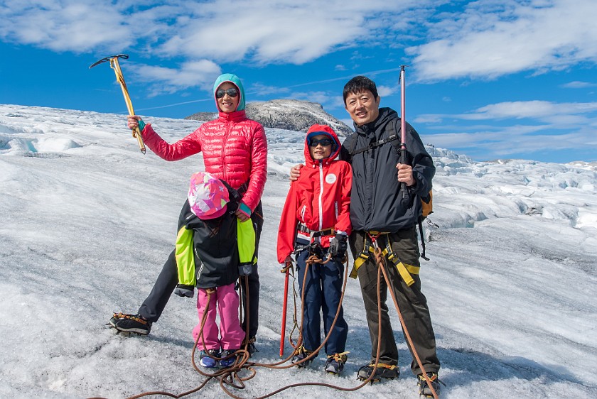 Styggevatnet Lake & Austdalsbreen Glacier. Group portrait on the glacier. near Gjerde. .
