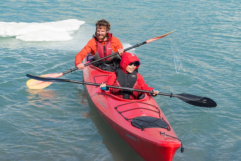 Styggevatnet Lake & Austdalsbreen Glacier. Kayaking on the lake. near Gjerde. .