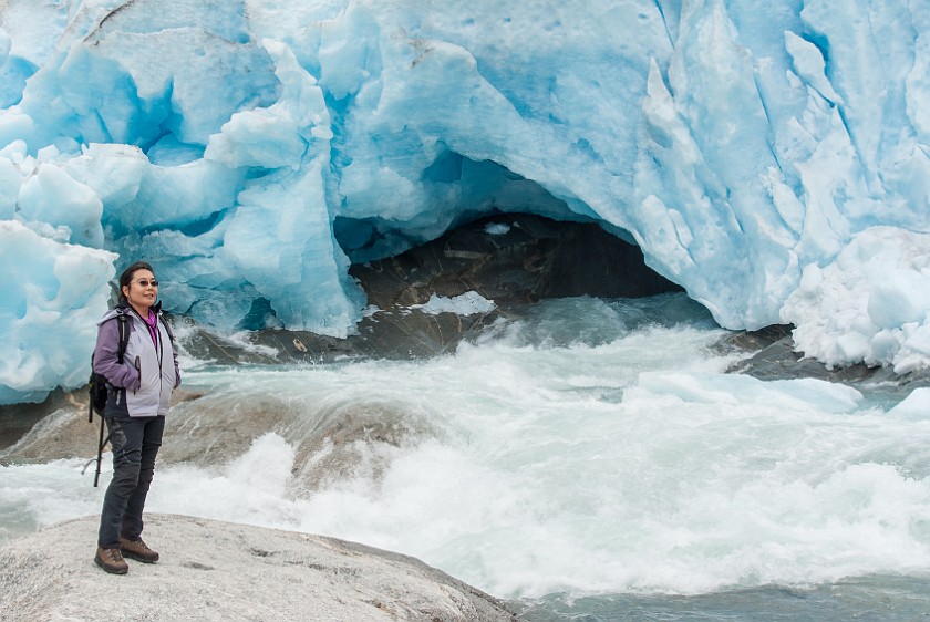 Nigardsbreen Glacier. Portrait at the glacier. near Gjerde. .