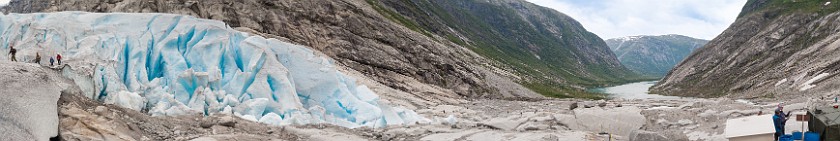 Nigardsbreen Glacier. Panoramic view of glavier and lake. near Gjerde. .