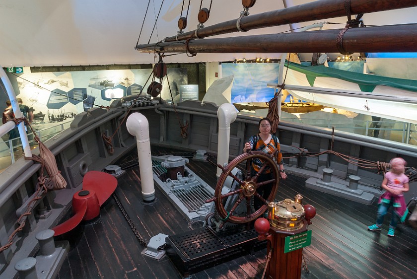 Fram Museum. Portrait with steering wheel. Oslo. .