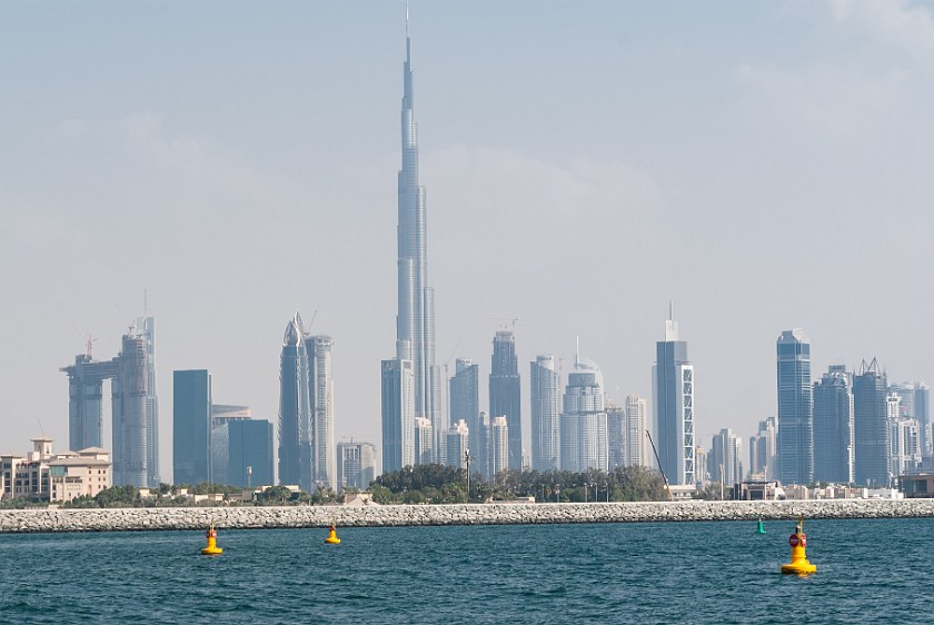 Dubai Skyline. View from the Gulf on Dubai downtown. Dubai. .