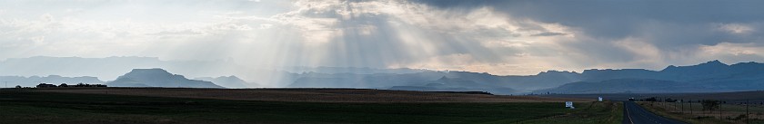 Royal Natal National Park. Panoramic view at dawn on the Drakensberg. Bergville. .