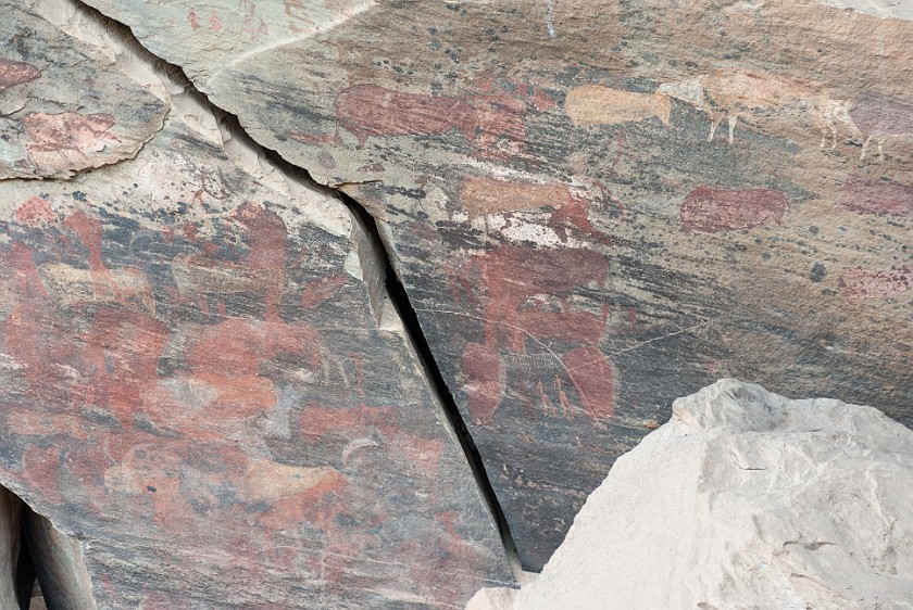 Ukhahlamba Drakensberg Park. Prehistoric San rock art. Giant's Castle Camp. .