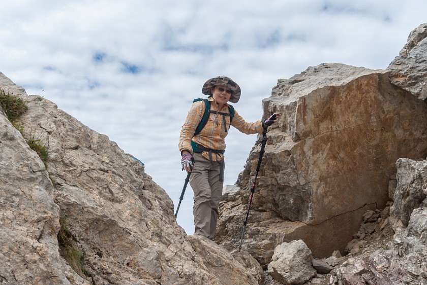 Hike to the Summit of the Rote Wand. Portrait on the hiking path. near Lech. .