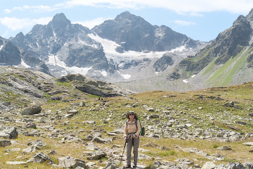 Hike to Saarbrücker Hütte. Saarbrücker Hütte and Litzner glacier. near Partenen. .