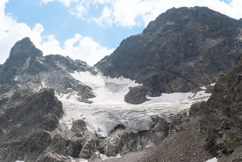 Hike to Saarbrücker Hütte. Litzner glacier, Großes Seehorn and Großlitzner. near Partenen. .